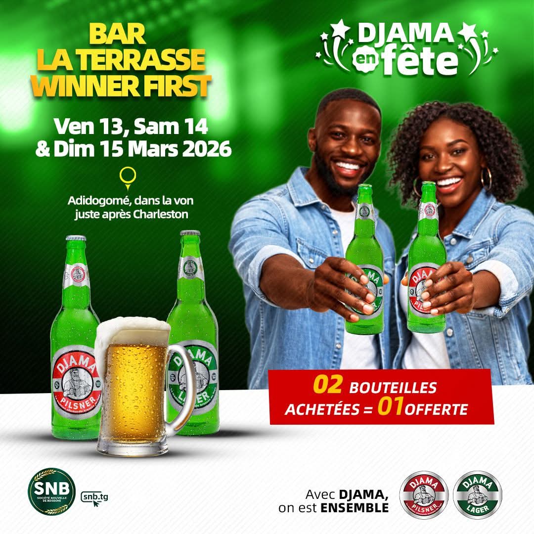 Djama en fête Bar La Terrasse Winner First à Adidogomé : trois jours de promotions et d’animations ce week-end